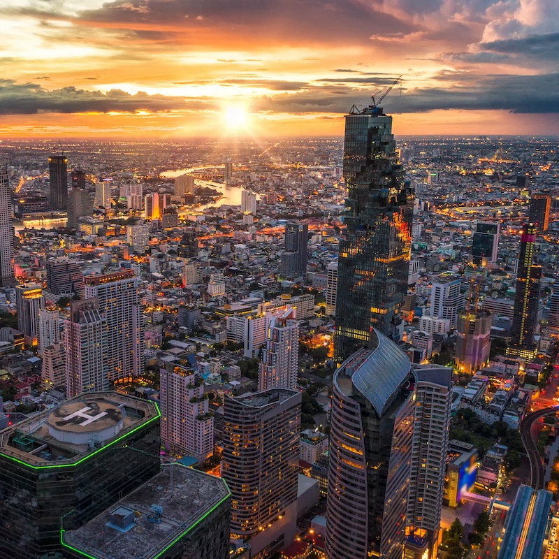 A beautiful aerial shot of Bangkok, Thailand