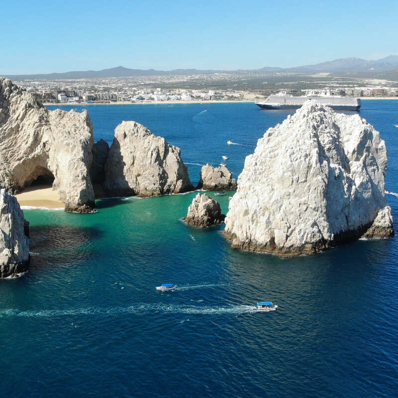 Aerial View Of Rock Formations In Cabo San Lucas, Baja California Sur, Pacific Coast Of Mexico