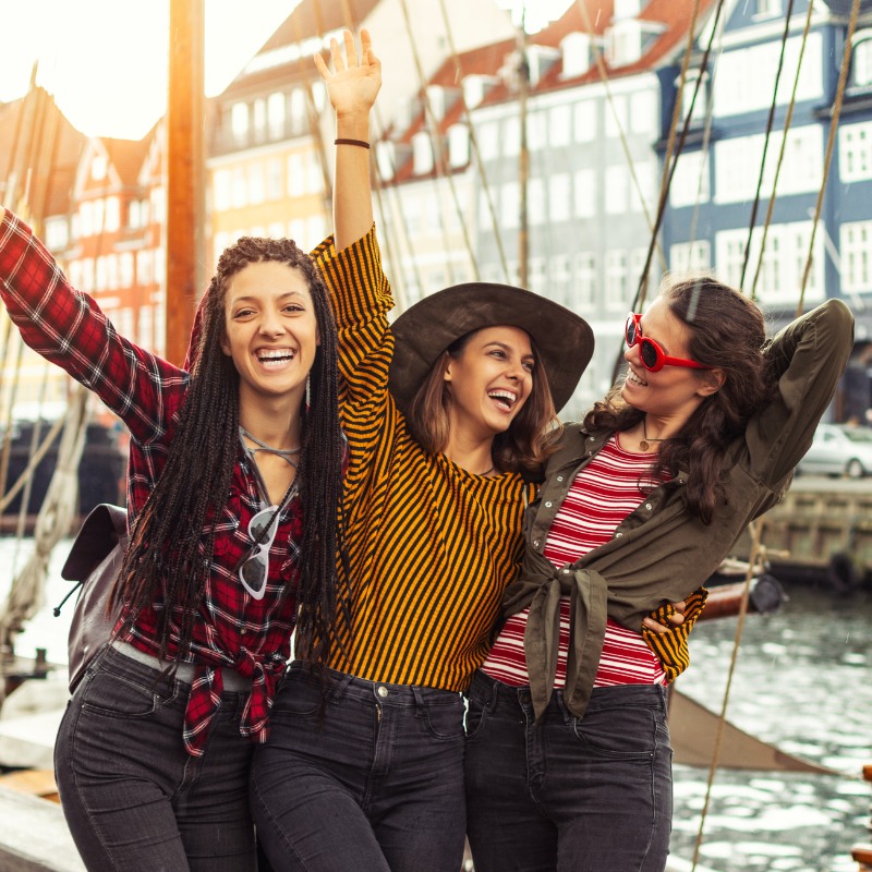 Group Of Female Travelers In Copenhagen, Denmark