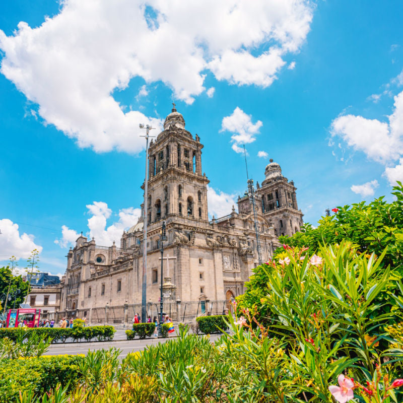 Mexican cathedral under the blue sky in CDMX copy