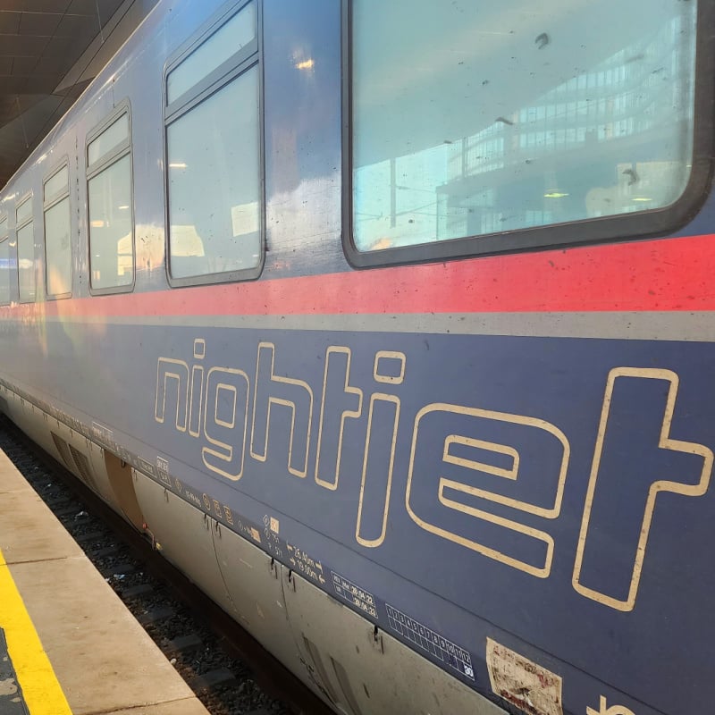 Nightjet sleeper Train in station in Vienna