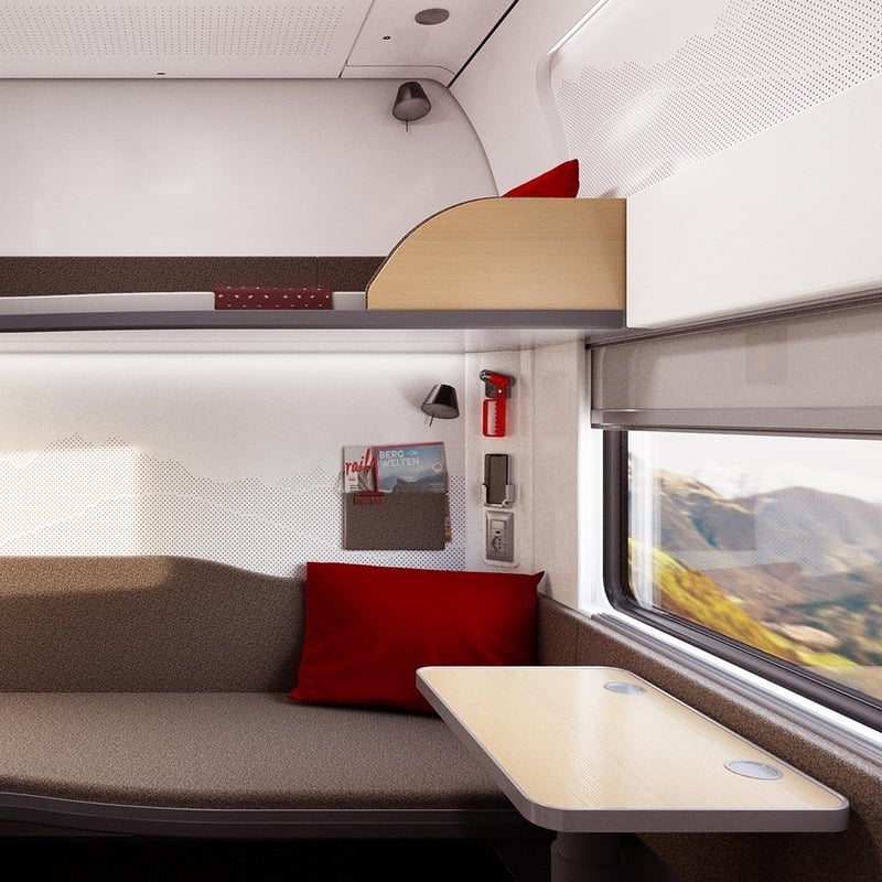 Private cabin onboard Nightjet sleeper train