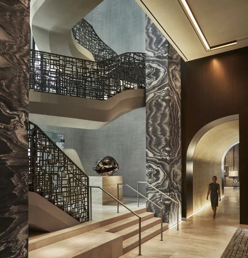 The interior of a luxury Four Seasons hotel