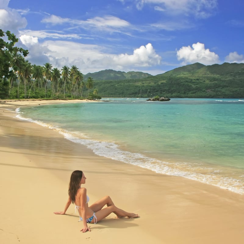 Woman on beach in Dominican Republic