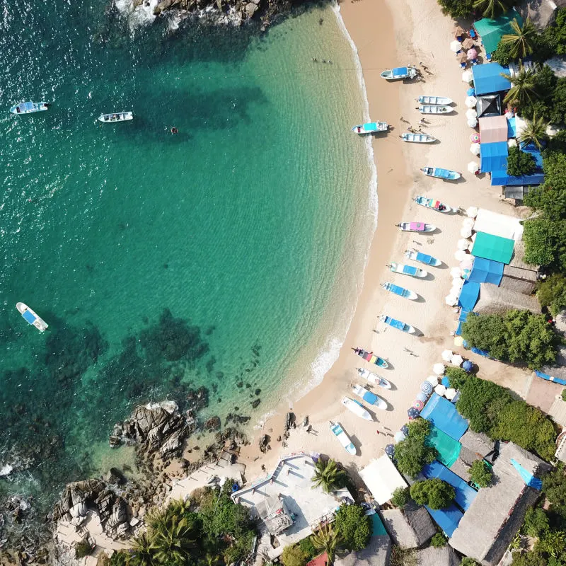 aerial shot of Puerto Escondido beach