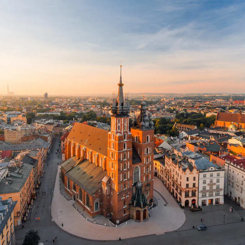 Aerial View Of The City Of Krakow, Poland