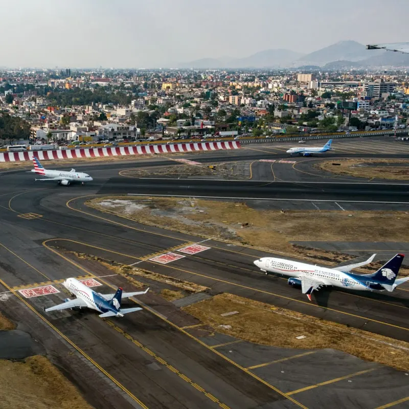 Aeromexico planes on Mexico city runway