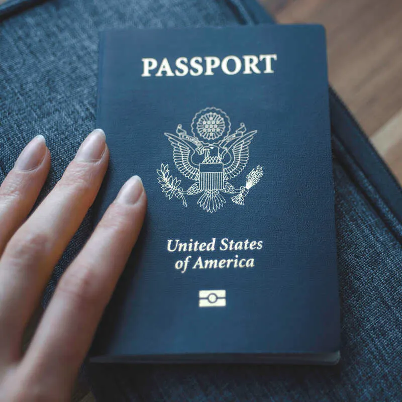 American Traveler Holding A U.S. Passport