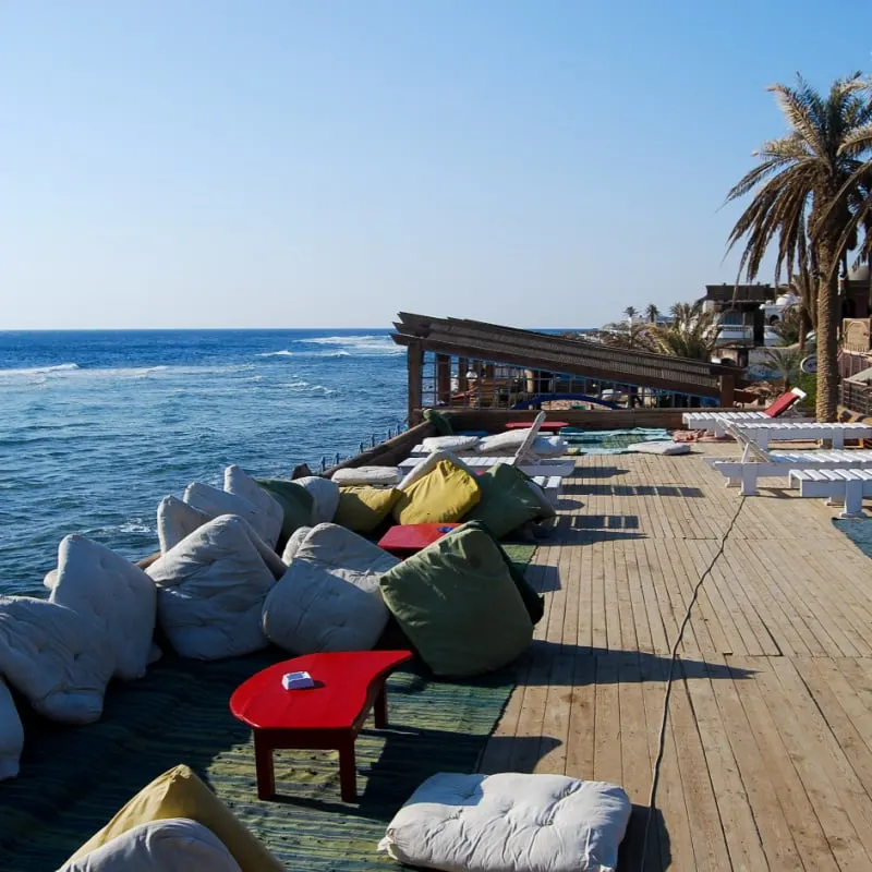 beach side cafe in dahab egypt by the sunny sea