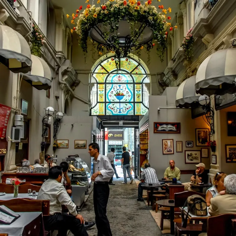Ciçek Pasajı Flower Passage in Istanbul, Turkey with restaurants and bars