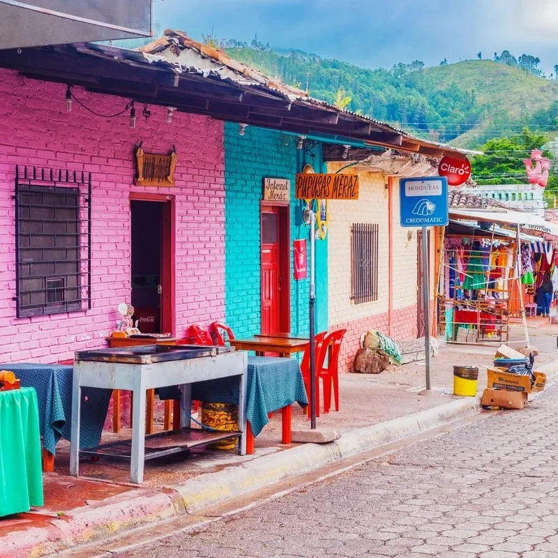 Colorful Colonial Town In Valle De Angeles, Honduras, Central America