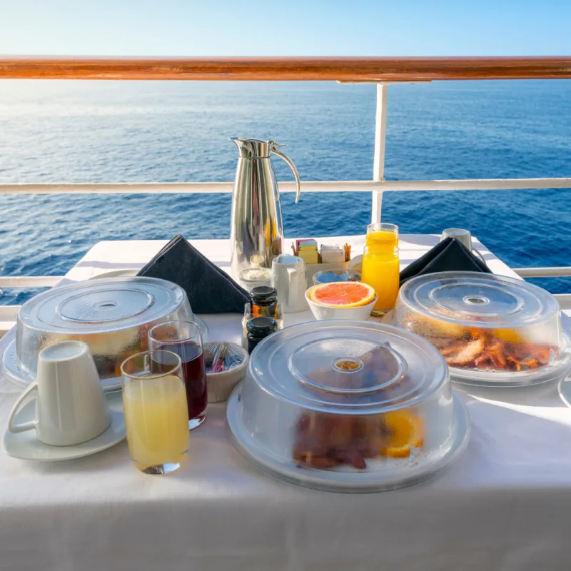 Full service breakfast on a cruise ship balcony