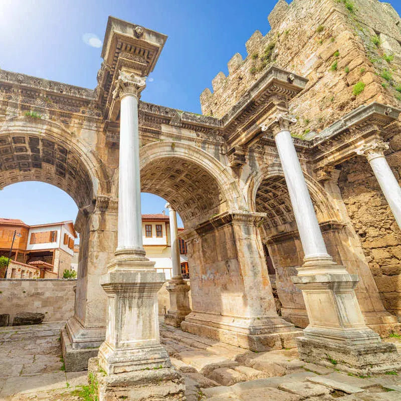 Hadrian's Gate, A Roman Era Gate In Kaleici Old Town, Antalya, Eastern Mediterranean Part Of Turkey