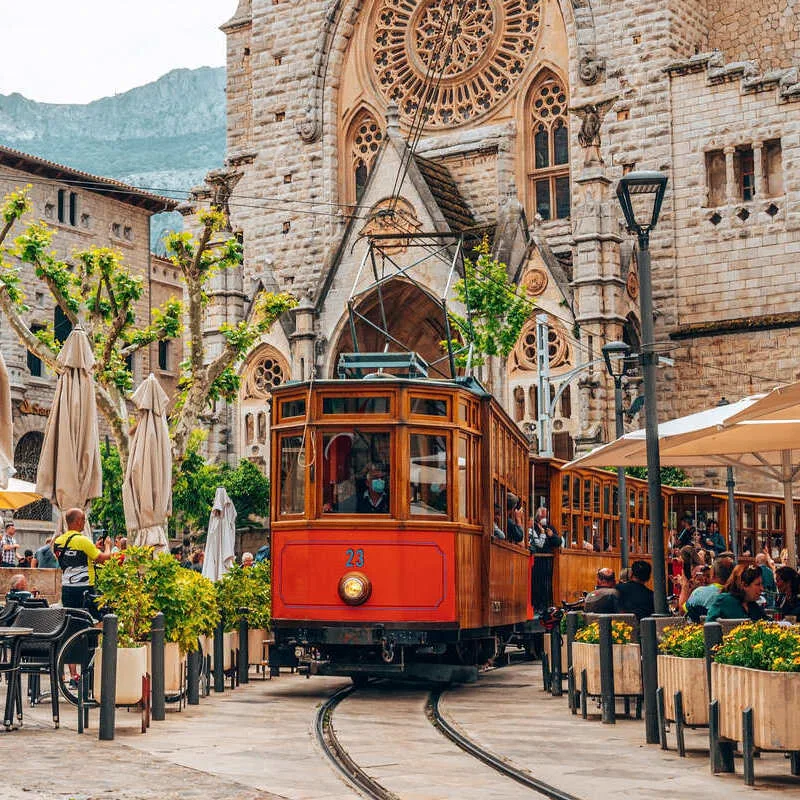 Heritage Tram In Soller, A Small Town In The Spanish Island Of Mallorca, Balearics, Mediterranean Europe