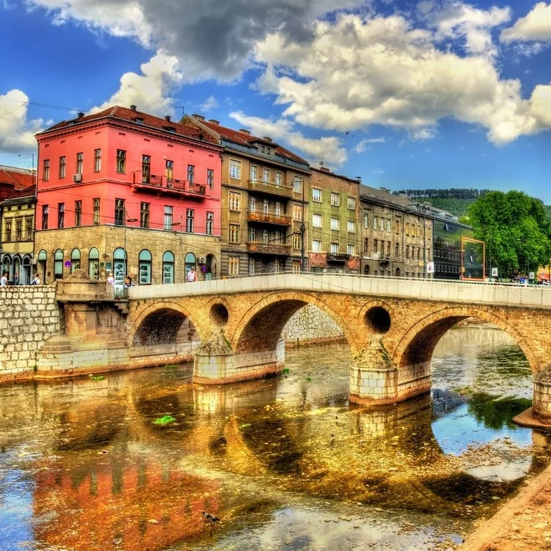Latin Bridge In Sarajevo, Capital Of Bosnia And Herzegovina, Eastern Europe