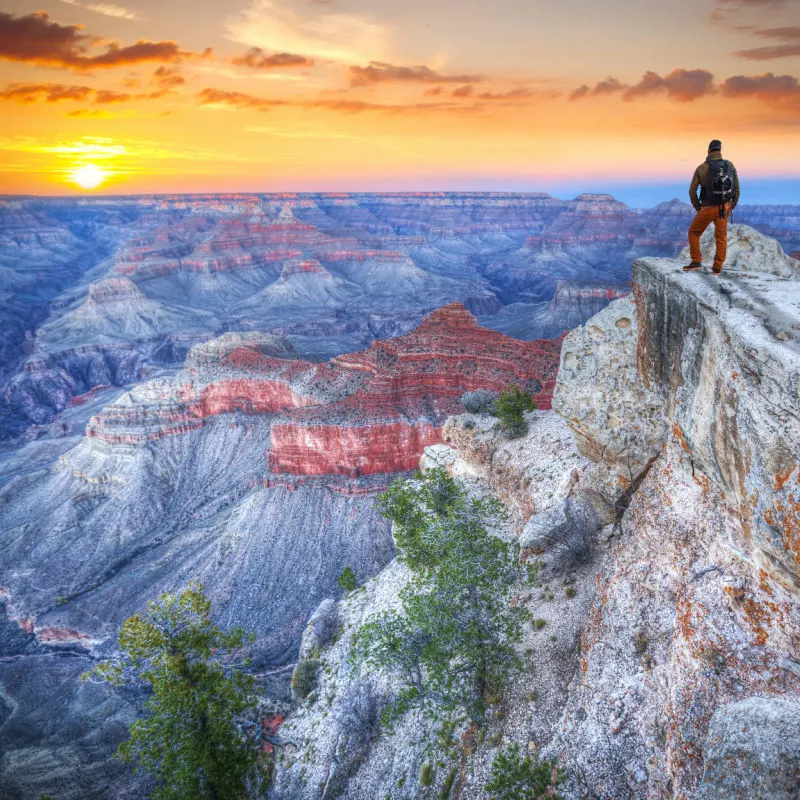 man standing at grand canyon