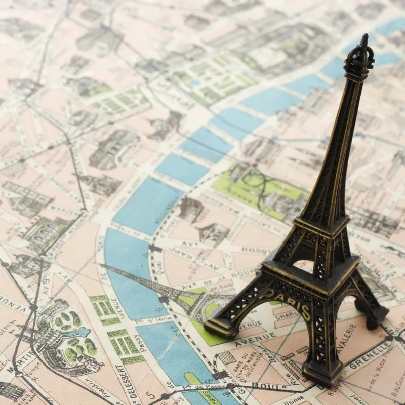 map of paris france with eiffel tower