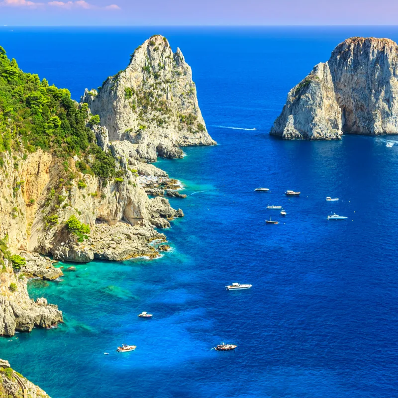 Mexico blue sea cliffs boats
