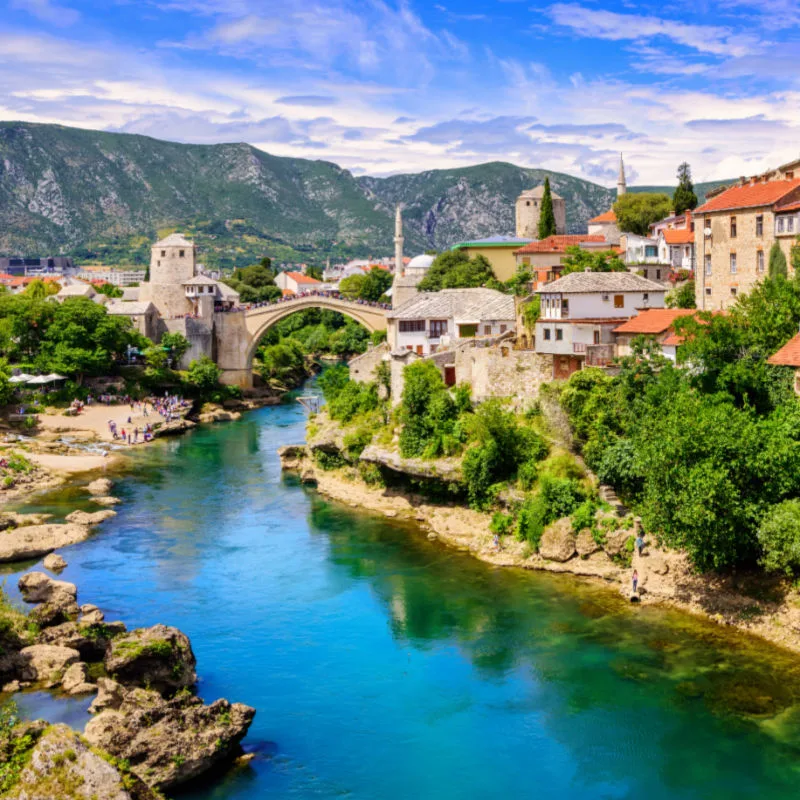 Mostar bridge and town in Bosnia and Herzegovina