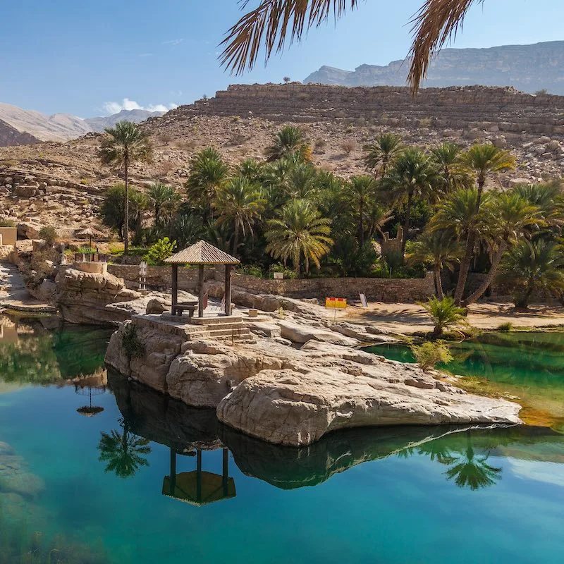 Wadi Bin Khalid desert oasis in Oman