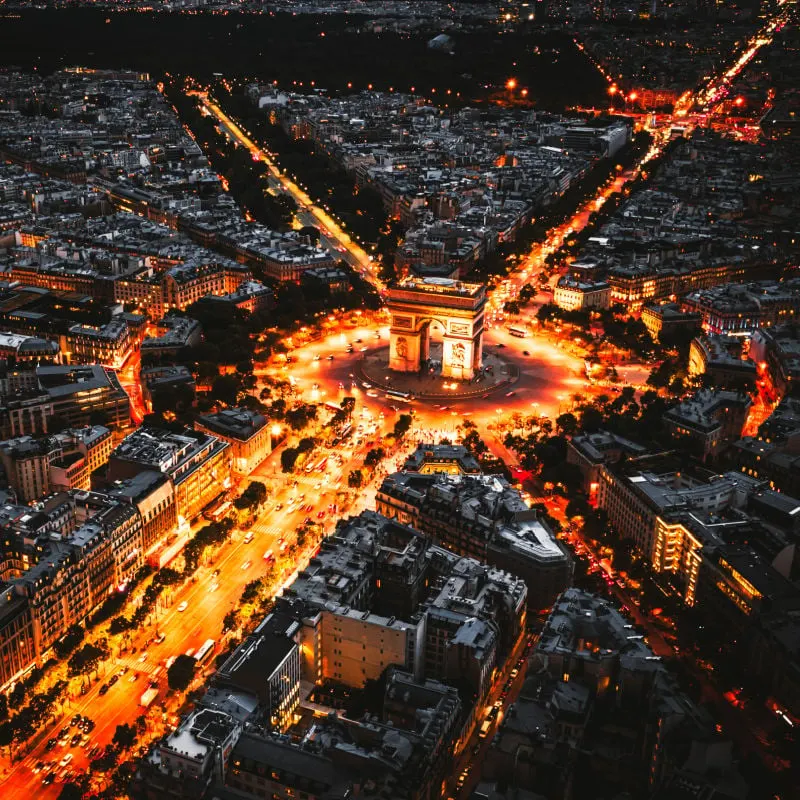 Paris from above at night