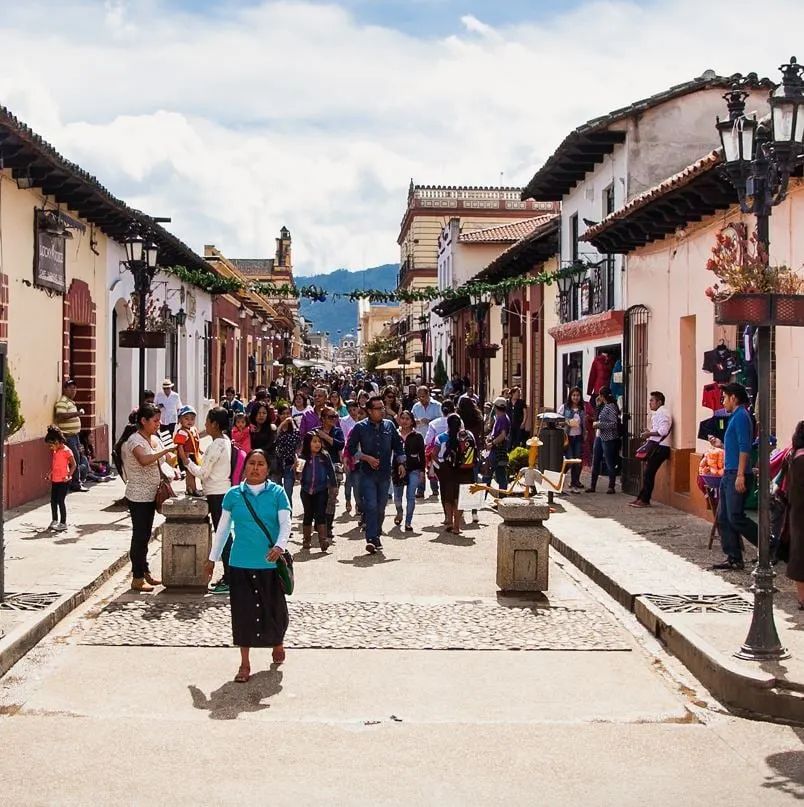 People walking on street in San Cristóbal De Las Casas, Mexico