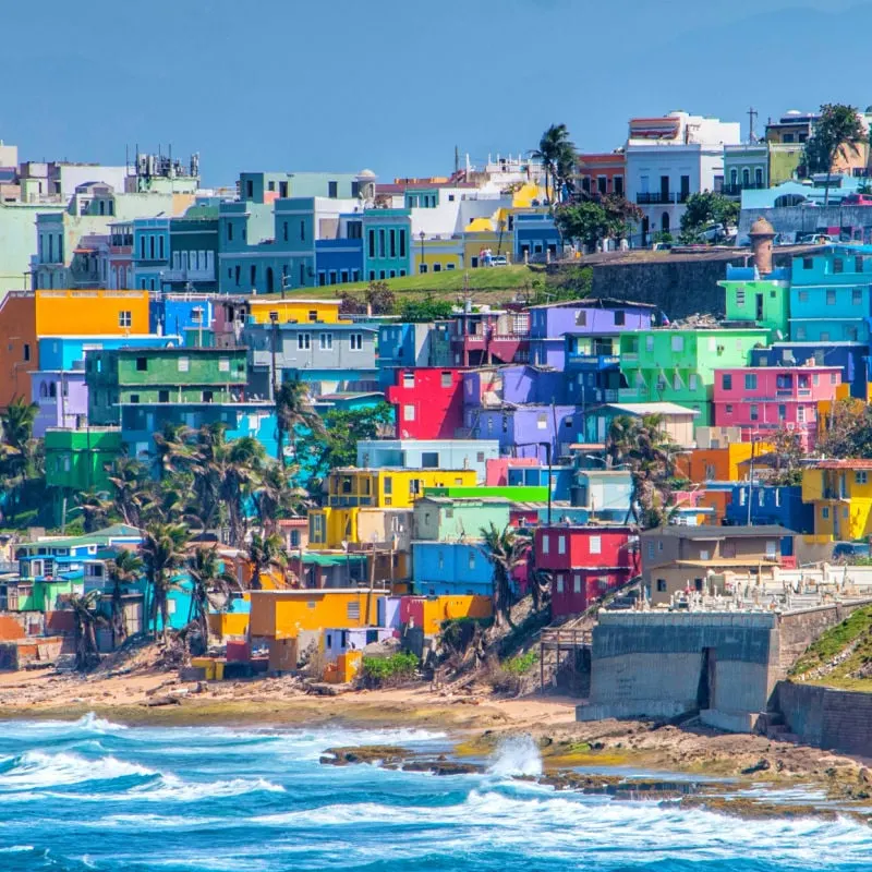 Puerto Rico colorful houses beach travel