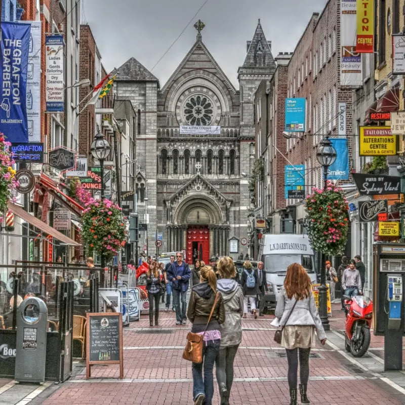 Shoppers and tourists at the famous Grafton Street Mall. dublin ireland