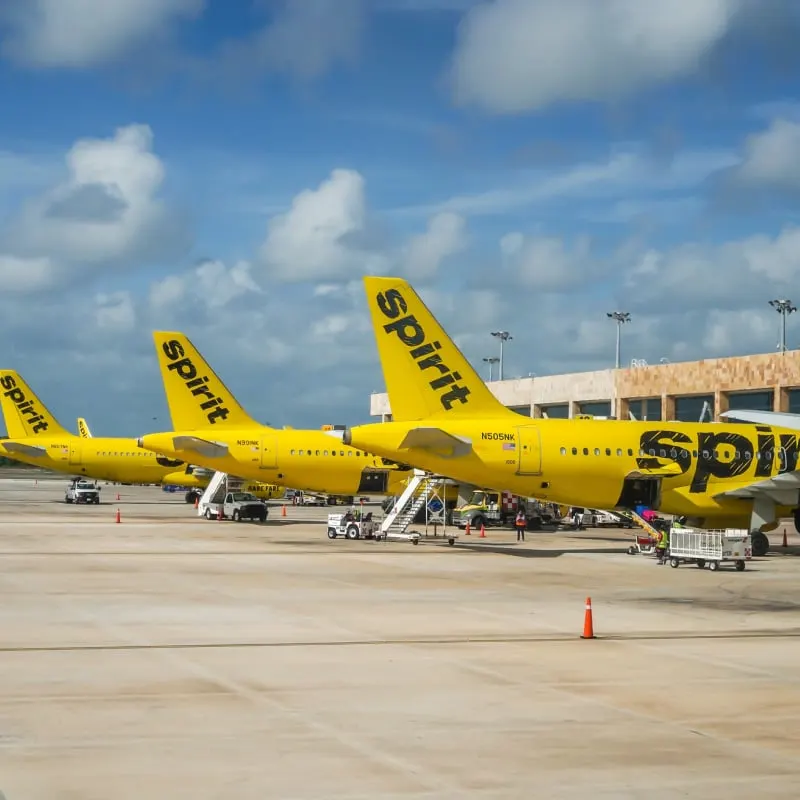 spirit planes at Cancun airport