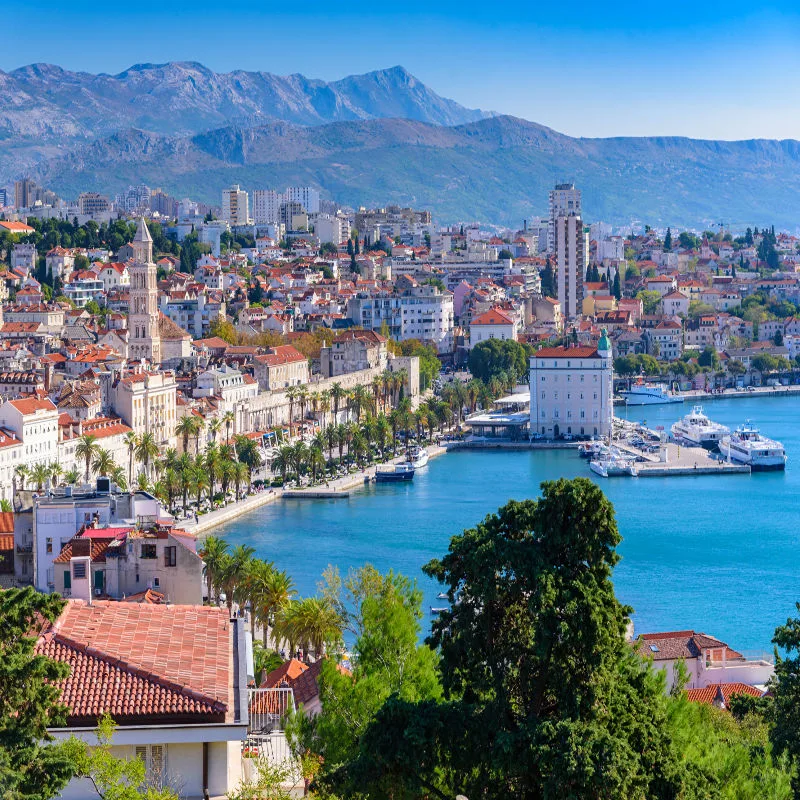 Split, Croatia (region of Dalmatia). UNESCO World Heritage Site. Mosor mountains in background