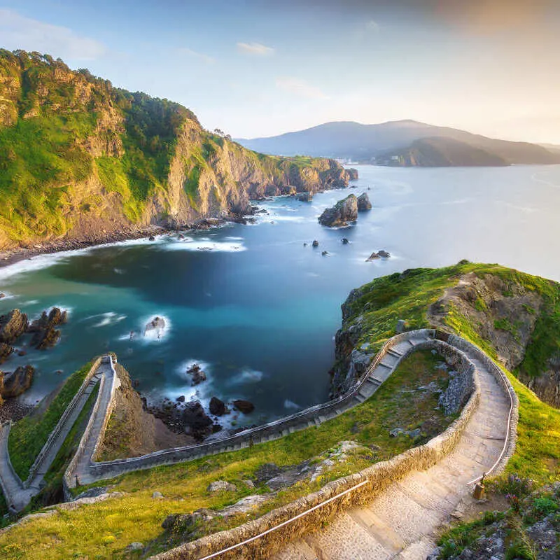 Stairs Of San Juan De Gaztelugatxe In The Basque Country, Northern Spain, Southern Europe