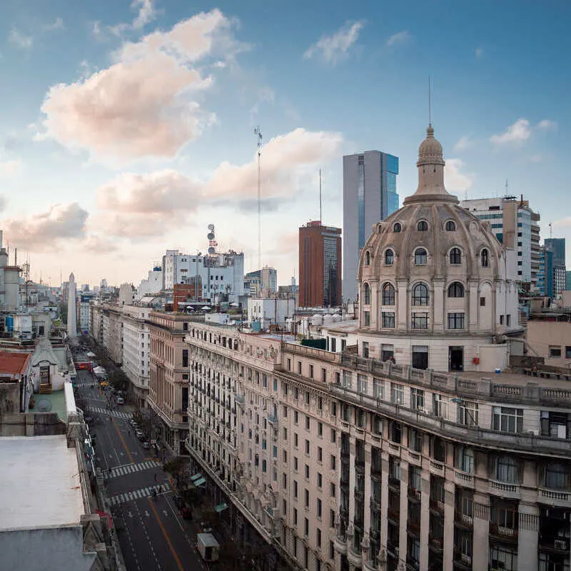 The Skyline Of Buenos Aires Depicting A Mix Of Old Style Belle Epoque Buildings And Modernist Structures And Skyscrapers, Argentina, South America